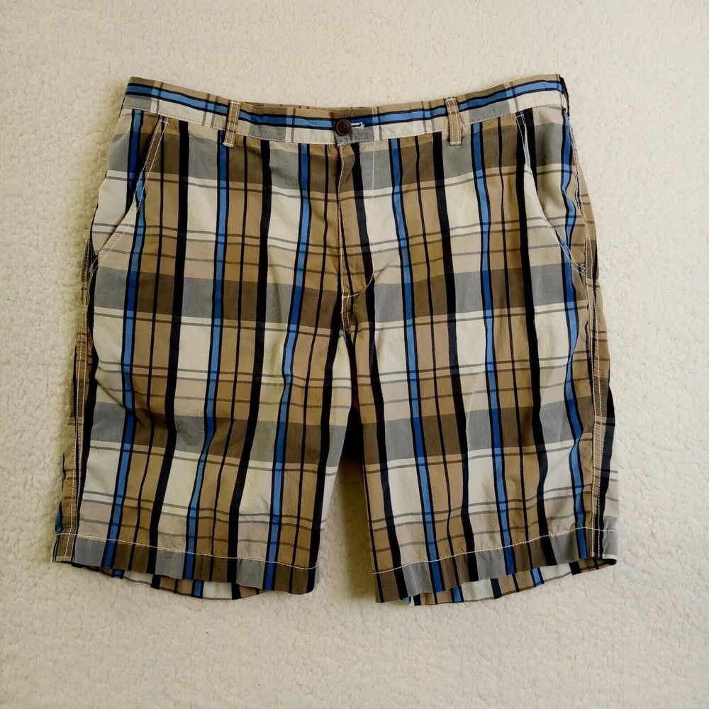 Izod Shorts Mens Size 38‎ Flat Front Plaid